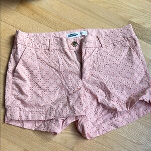 Old Navy Blush Eyelet Mid Ride Shorts